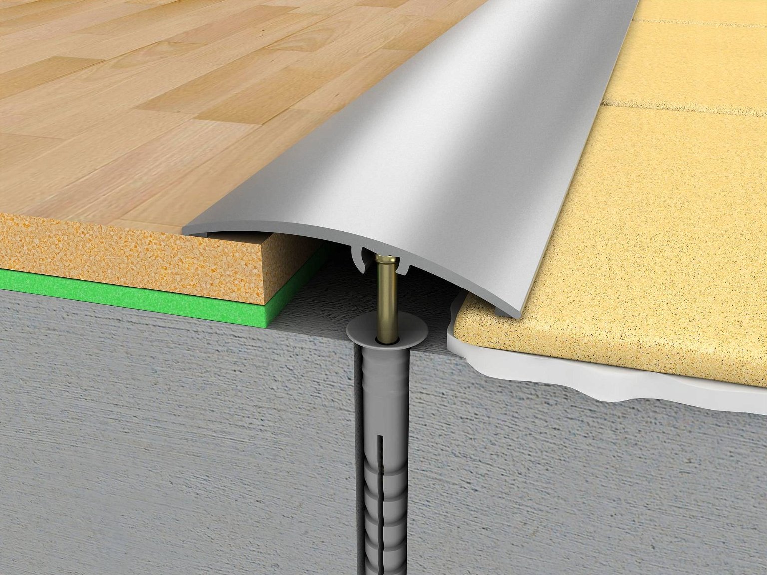 Aliumininė grindų juostelė SM3 A1, sidabro sp., 47 mm pločio, 93 cm ilgio