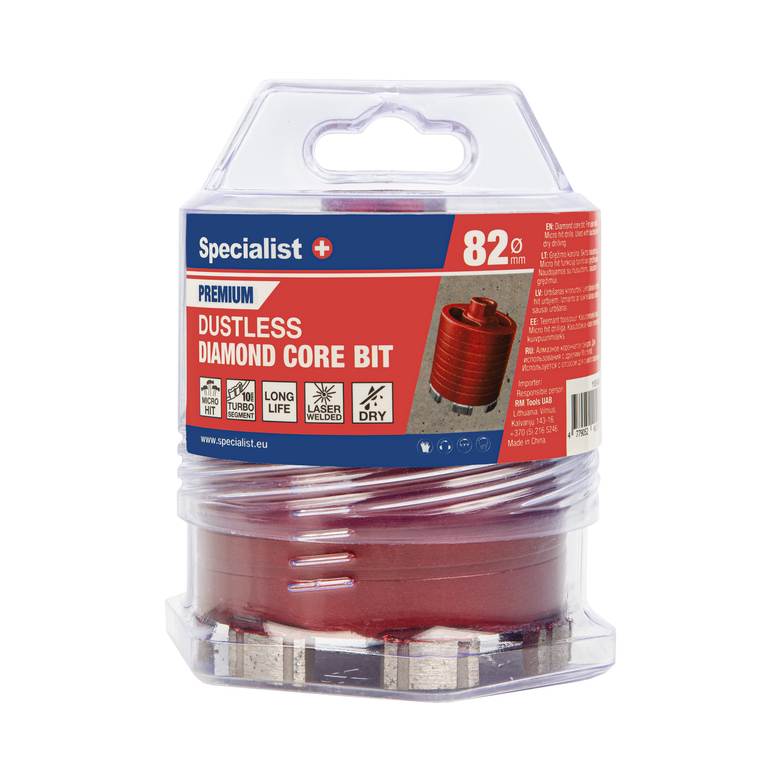 Deimantinė gręžimo karūna SPECIALIST+ Premium, 82 mm, M16, betonui, mūrui, blokeliams-1