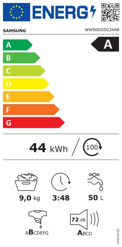 Skalbyklė SAMSUNG WW90DG5G34ABLE, 9 kg, juoda - 3