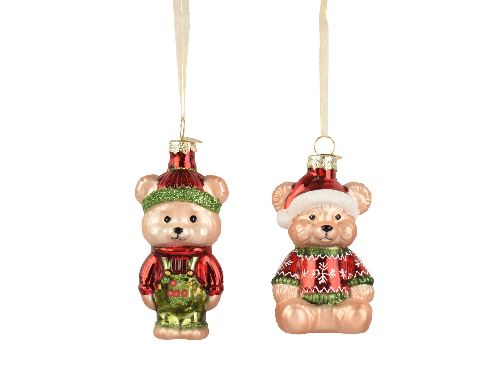 Stiklinis kalėdinis eglės žaisliukas BEAR, 2 rūšių, įvairių sp., 5 x 5,5 x 10,5 cm, 1 vnt-0