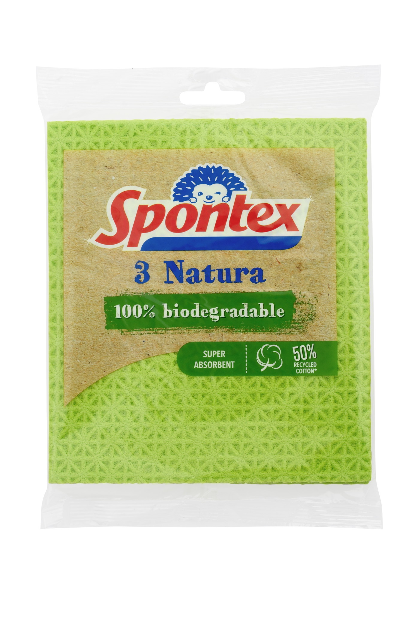 Biologiškai skaidžios šluostės-kempinės SPONTEX NATURA, 3 vnt.-0