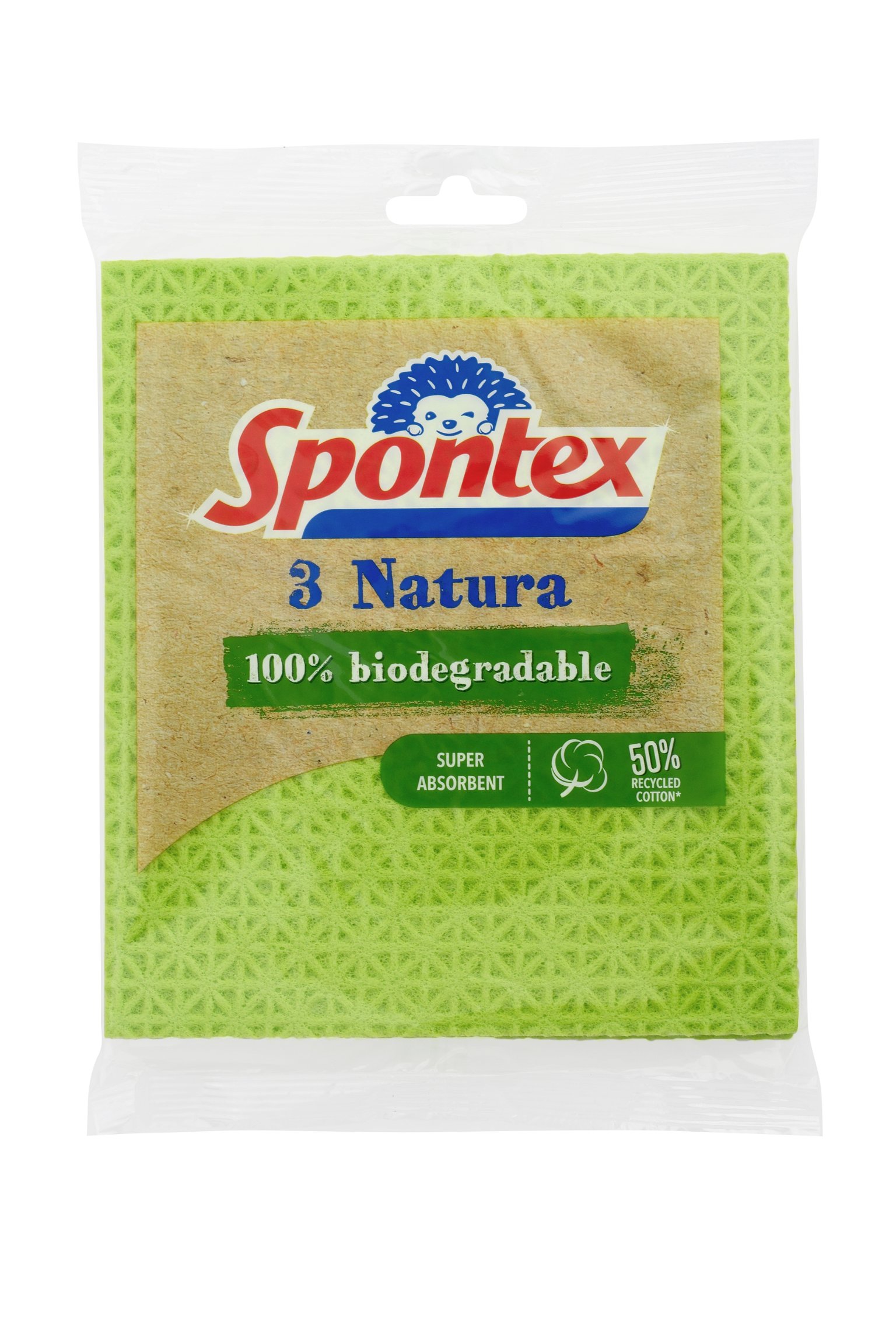 Biologiškai skaidžios šluostės-kempinės SPONTEX NATURA, 3 vnt. - 1
