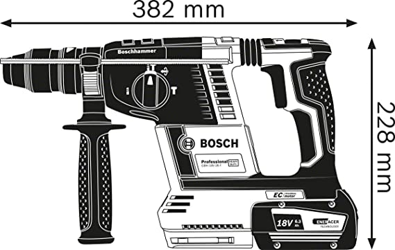 Akumuliatorinis perforatorius BOSCH PRO GBH 18V-26 F, 2,6 J, 18 V (2x5,5 Ah akum., L-BOXX) - 3
