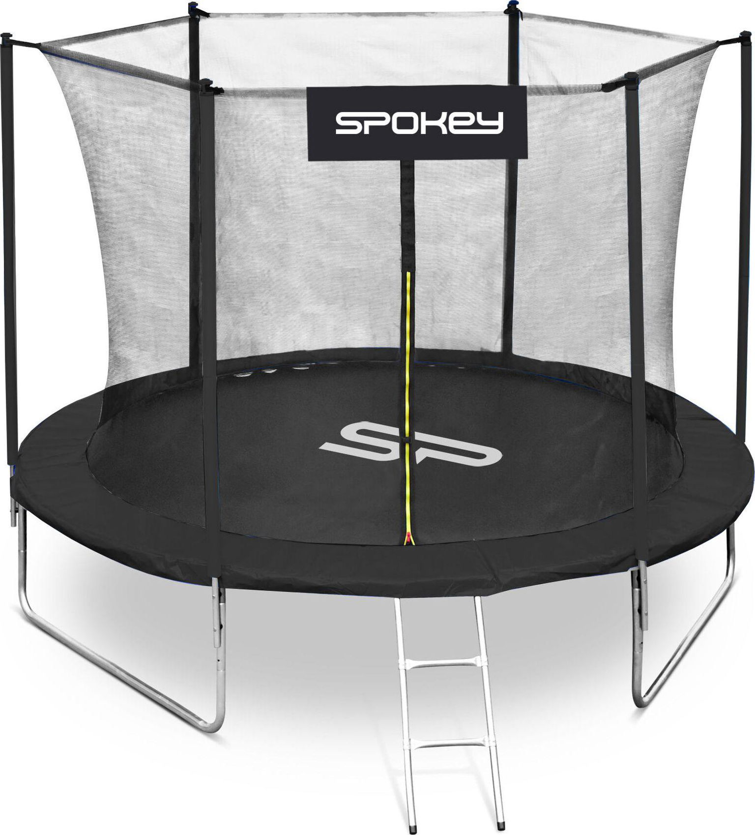Batutas JUMPER juodos sp., su apsauginiu tinklu ir kopėčiomis, 244 cm-0