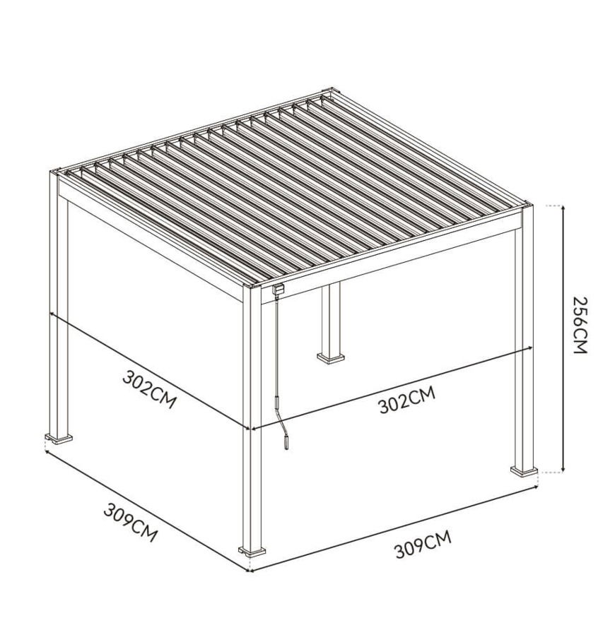 Pavėsinė Pergola ELEGANCE AUTOMATIC 300x300x256 cm su LED, White - 2