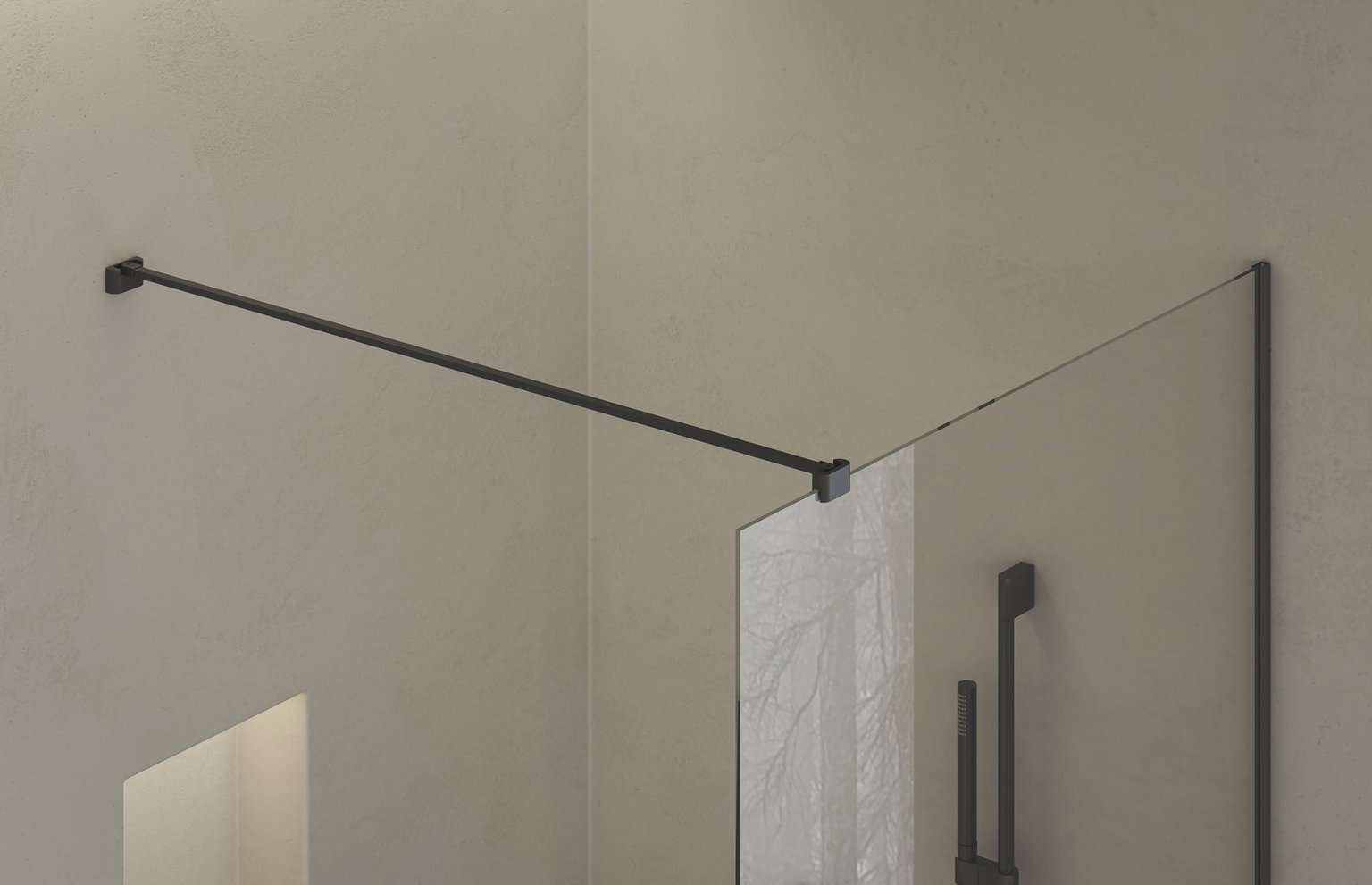 Dušo sienelė RAVAK Walk-In Air Wall 90, skaidrus stiklas 6 mm, juodos sp. rėmas, 90 x 200 cm-1