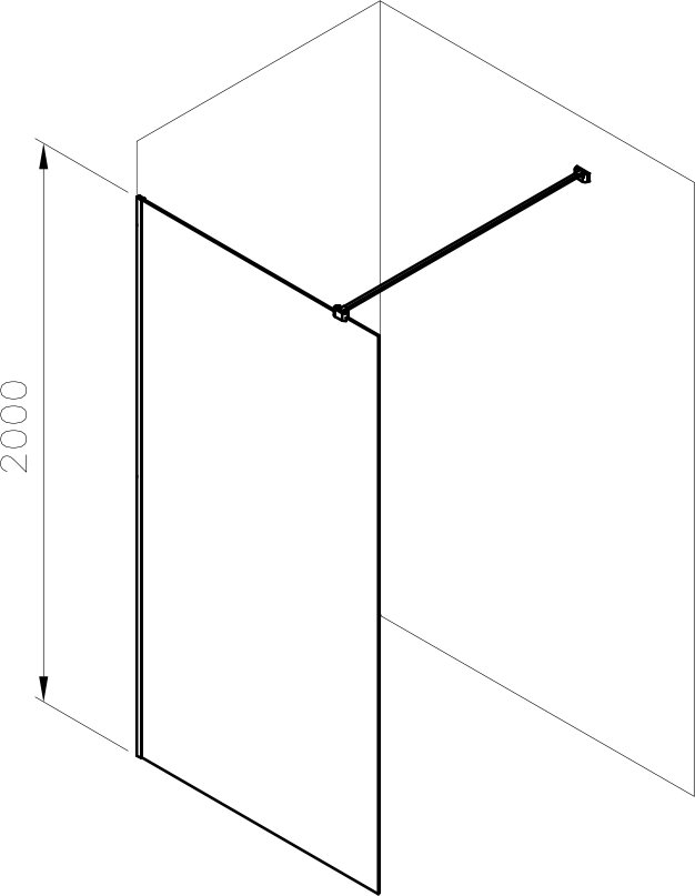 Dušo sienelė RAVAK Walk-In Air Wall 90, skaidrus stiklas 6 mm, juodos sp. rėmas, 90 x 200 cm - 4