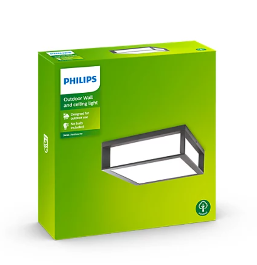 Sieninis lauko šviestuvas PHILIPS SKIES, IP44, 2 x E27, max 14 W, 26x26x8,1 cm - 3