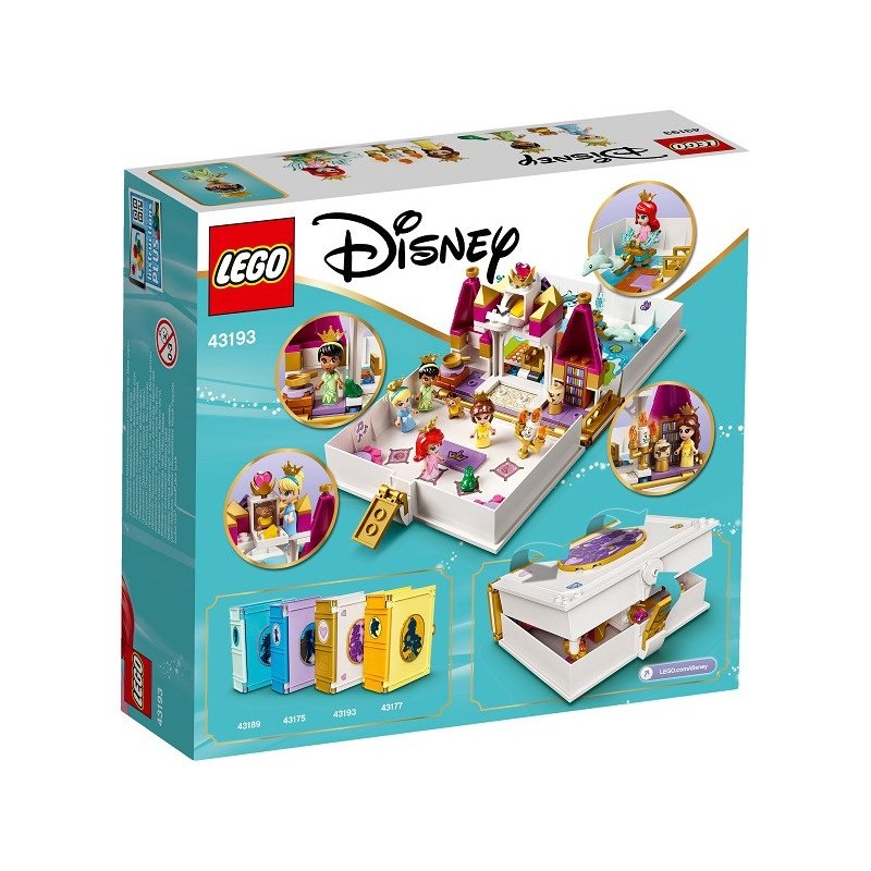 Konstruktorius LEGO® Disney Princess™ Arielės, Gražuolės, Pelenės ir Tianos pasakų knygos nuotykiai 43193