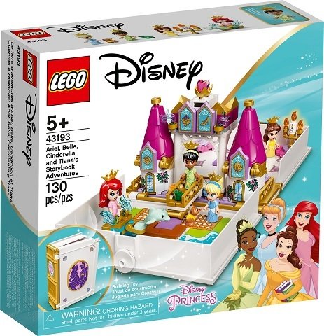 Konstruktorius LEGO® Disney Princess Arielės, Gražuolės, Pelenės ir Tianos pasakų knygos nuotykiai 43193