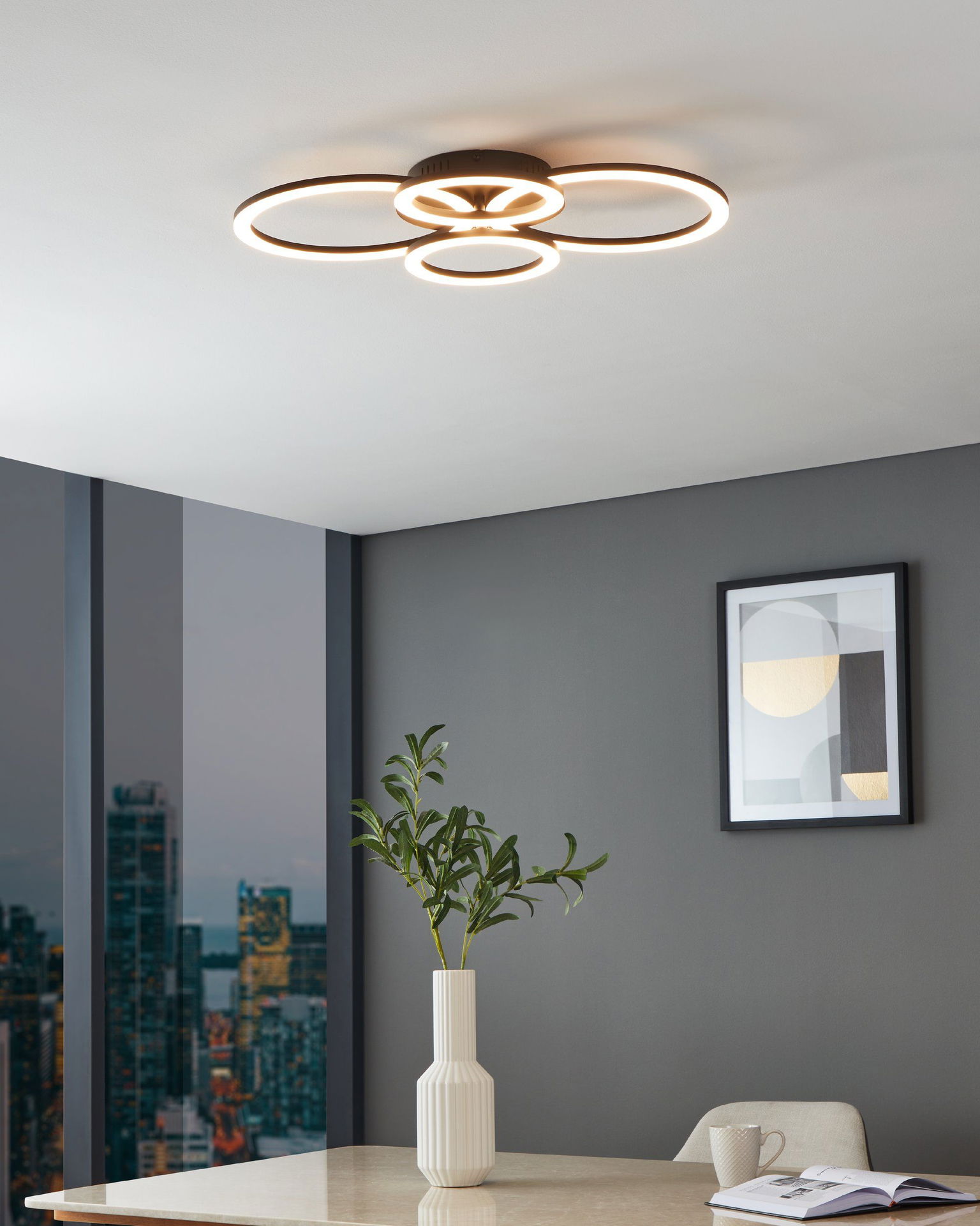 Lubinis LED šviestuvas EGLO Parrapos, 41W, 3545K, 5800lm, juodos sp., 61,5x45x8 cm-1