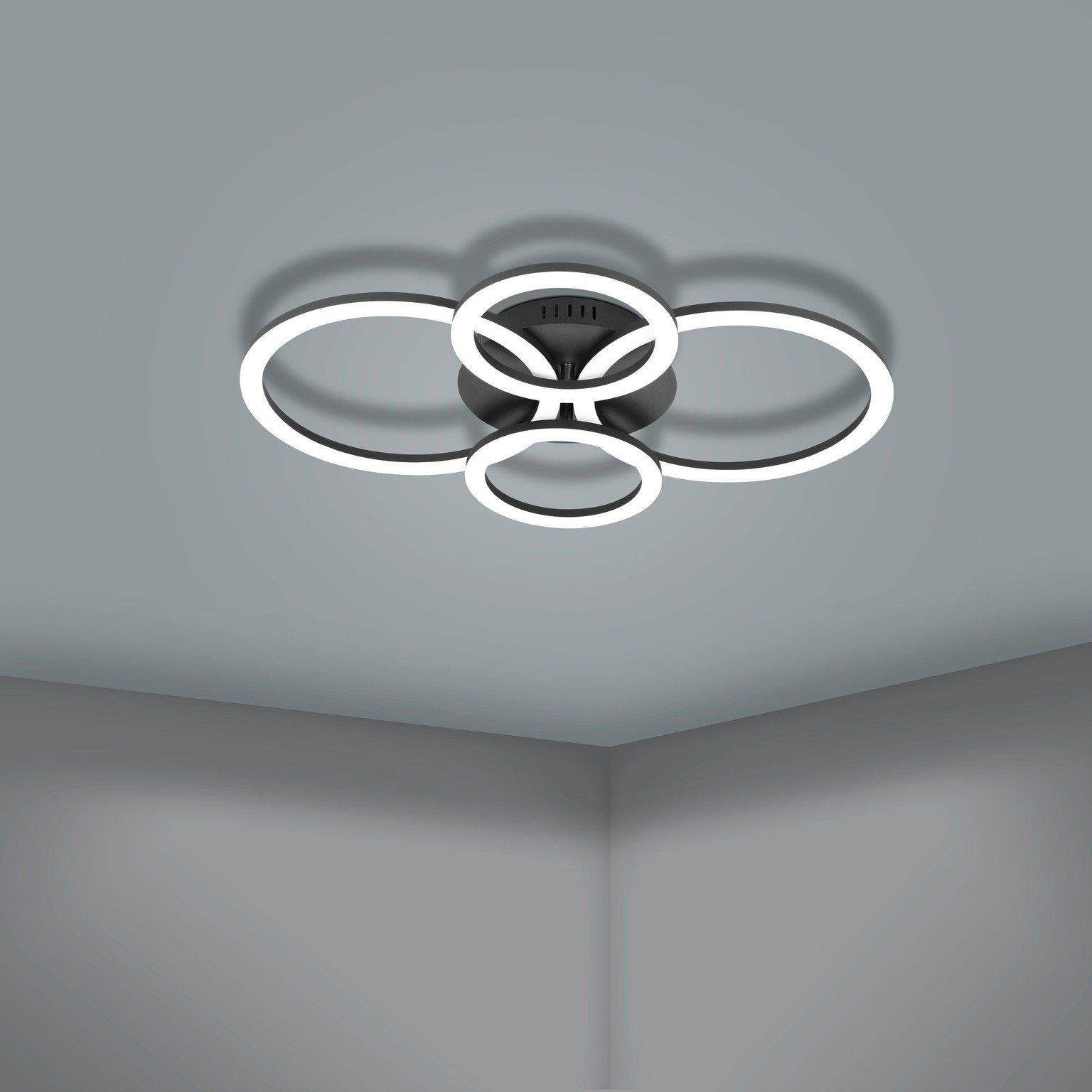 Lubinis LED šviestuvas EGLO Parrapos, 41W, 3545K, 5800lm, juodos sp., 61,5x45x8 cm - 3