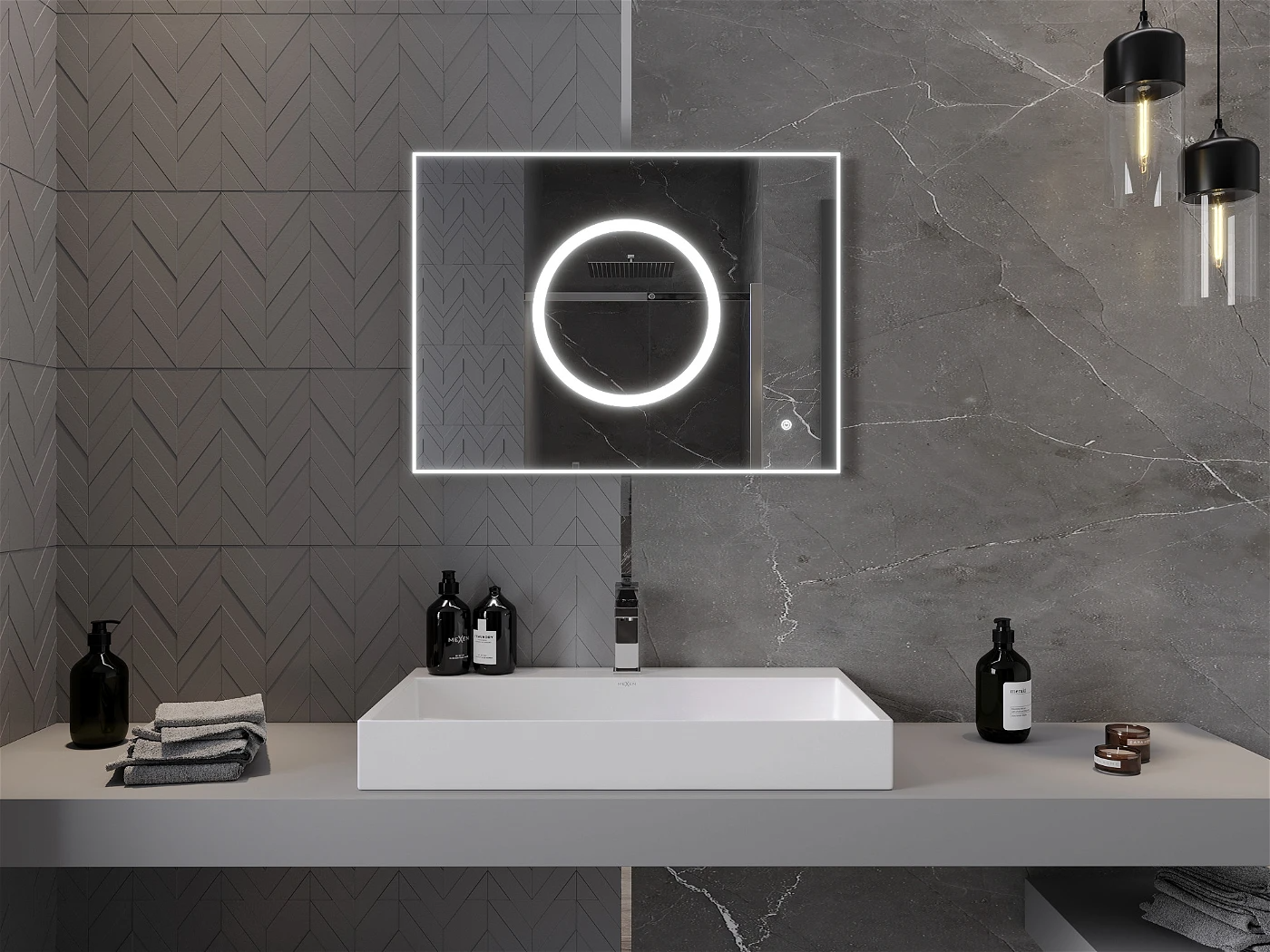 Vonios veidrodis Mexen Koga su LED apšvietimu ir šildymo kilimėliu, 80 x 60 cm - 4