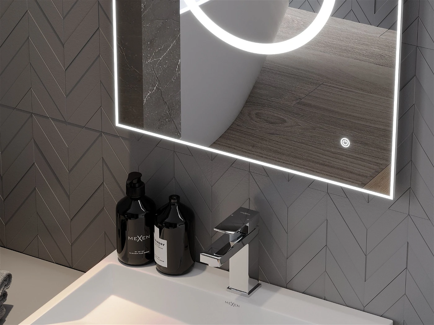Vonios veidrodis Mexen Koga su LED apšvietimu ir šildymo kilimėliu, 80 x 60 cm - 5
