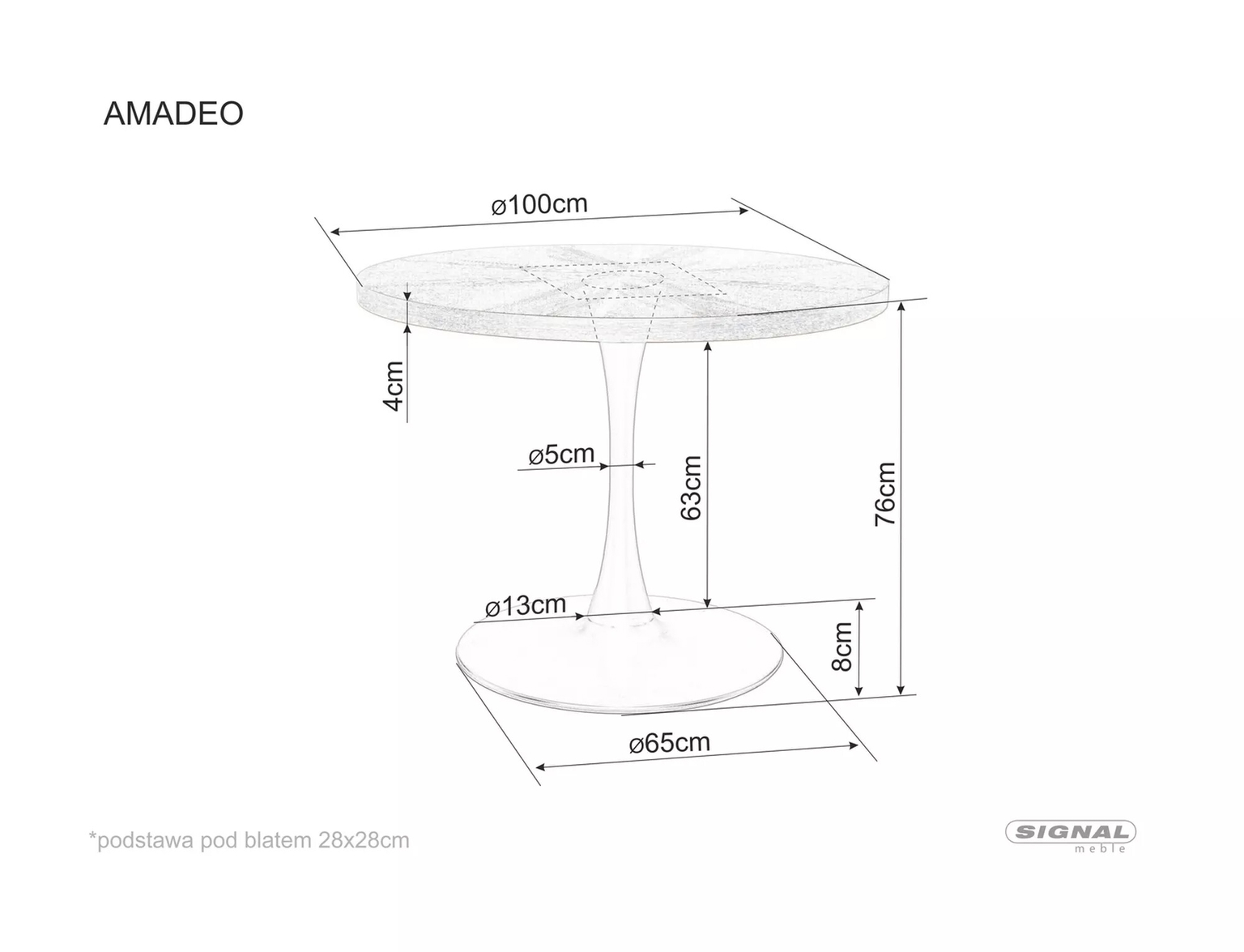 Valgomojo stalas AMADEO, 100 cm-1