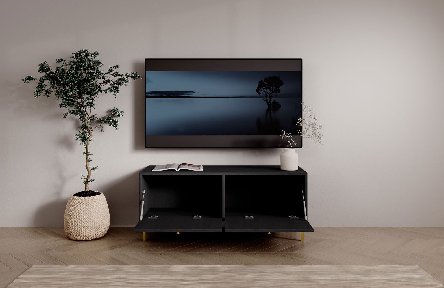 TV spintelė Tili 2D, juoda - 5