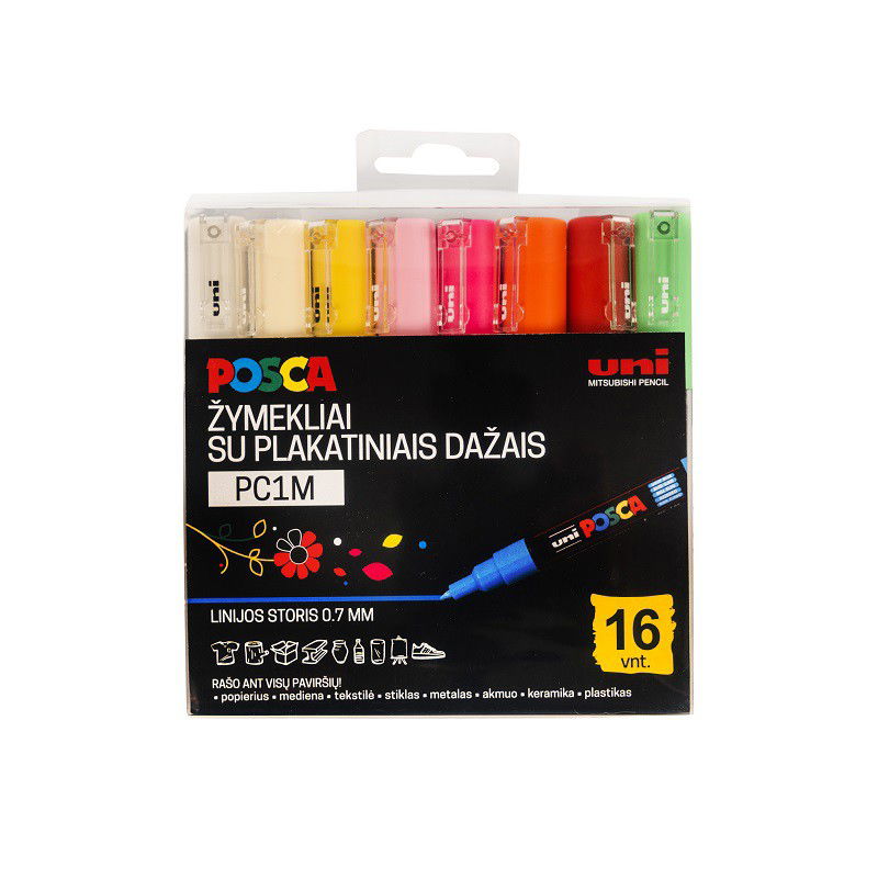 Markerių rinkinys POSCA PC1M, 16 vnt. - 1