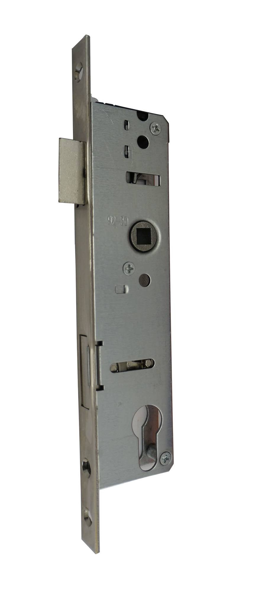 Įleidžiama spyna VEROFER plastikinėms durims, 92x35x16,nikelio sp.