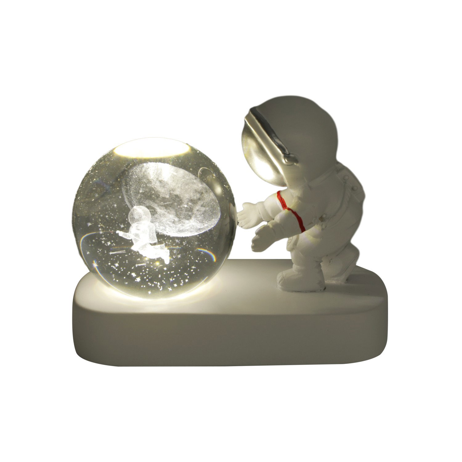 Pakraunamas LED naktinis šviestuvas, HENSKE 3D ASTRONAUT CRYSTAL BALL, 6 LED-0