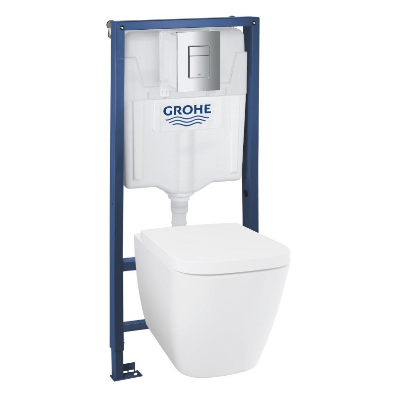 Unitazo kompl. GROHE: pot. rėmas, unitazas BAUEDGE Ceramic, l. nusileidž. d., chrom. mygt.-0