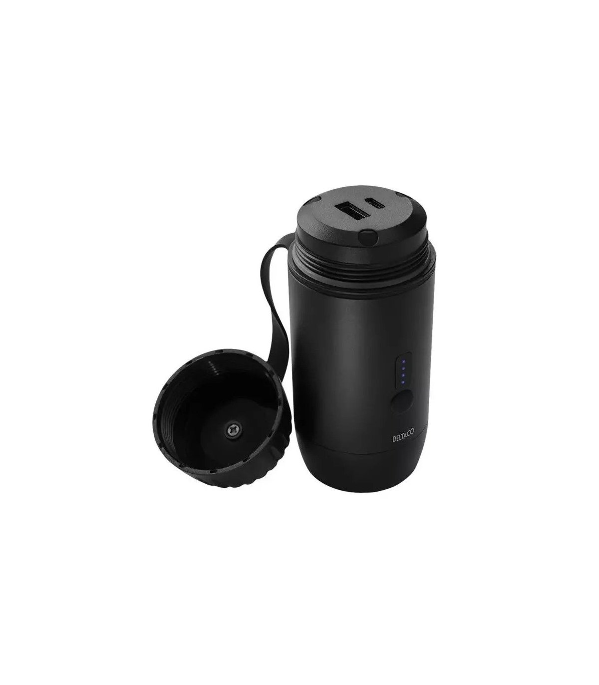 Išorinė baterija DELTACO, 15 000 mAh, IP67, USB-A ir C, žibintuvėlis, SOS LED / PB-Q1002-1