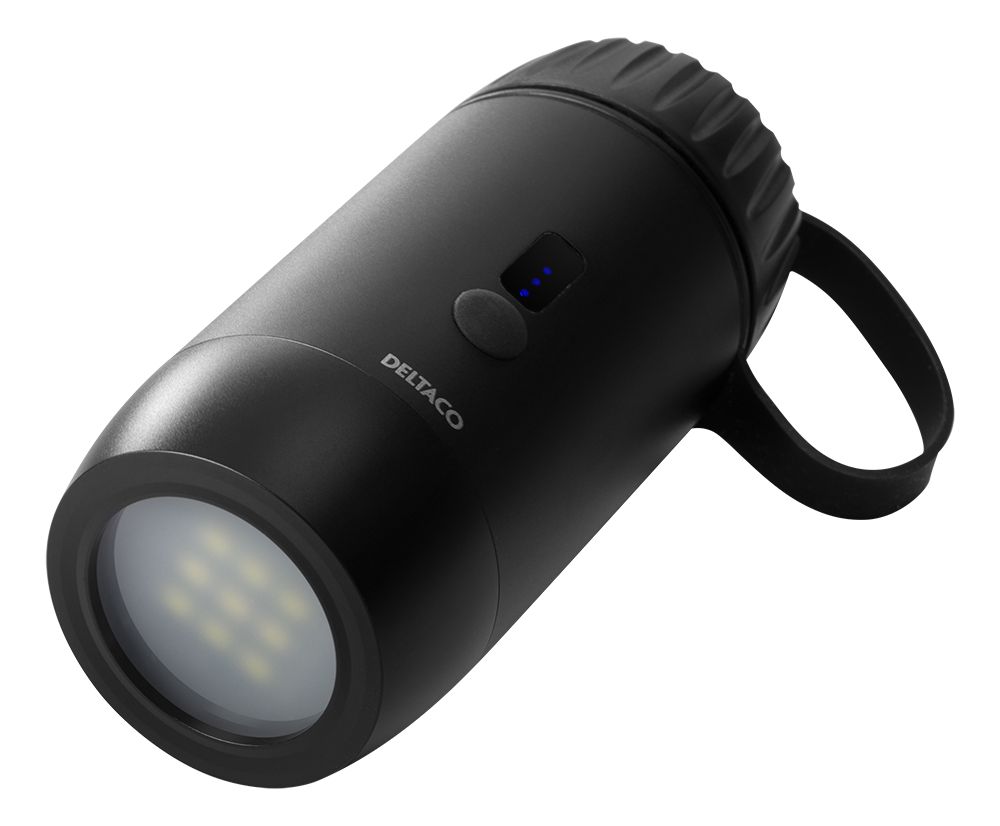Išorinė baterija DELTACO, 15 000 mAh, IP67, USB-A ir C, žibintuvėlis, SOS LED / PB-Q1002-0