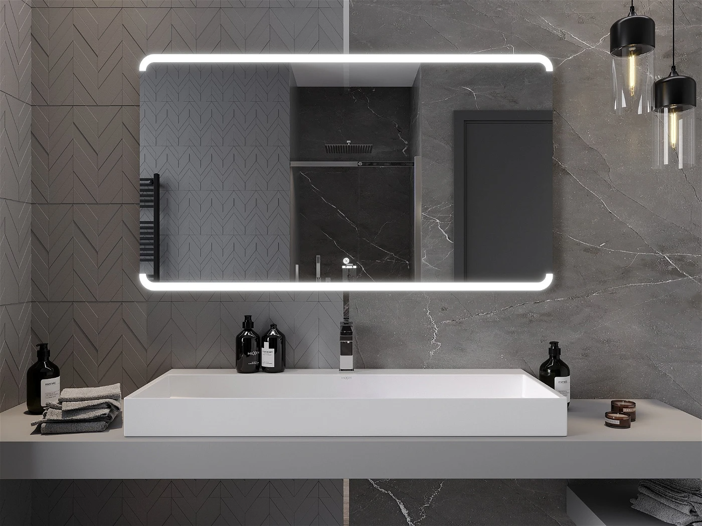 Vonios veidrodis Mexen Nida su LED apšvietimu ir šildymo kilimėliu, 140 x 80 cm - 4