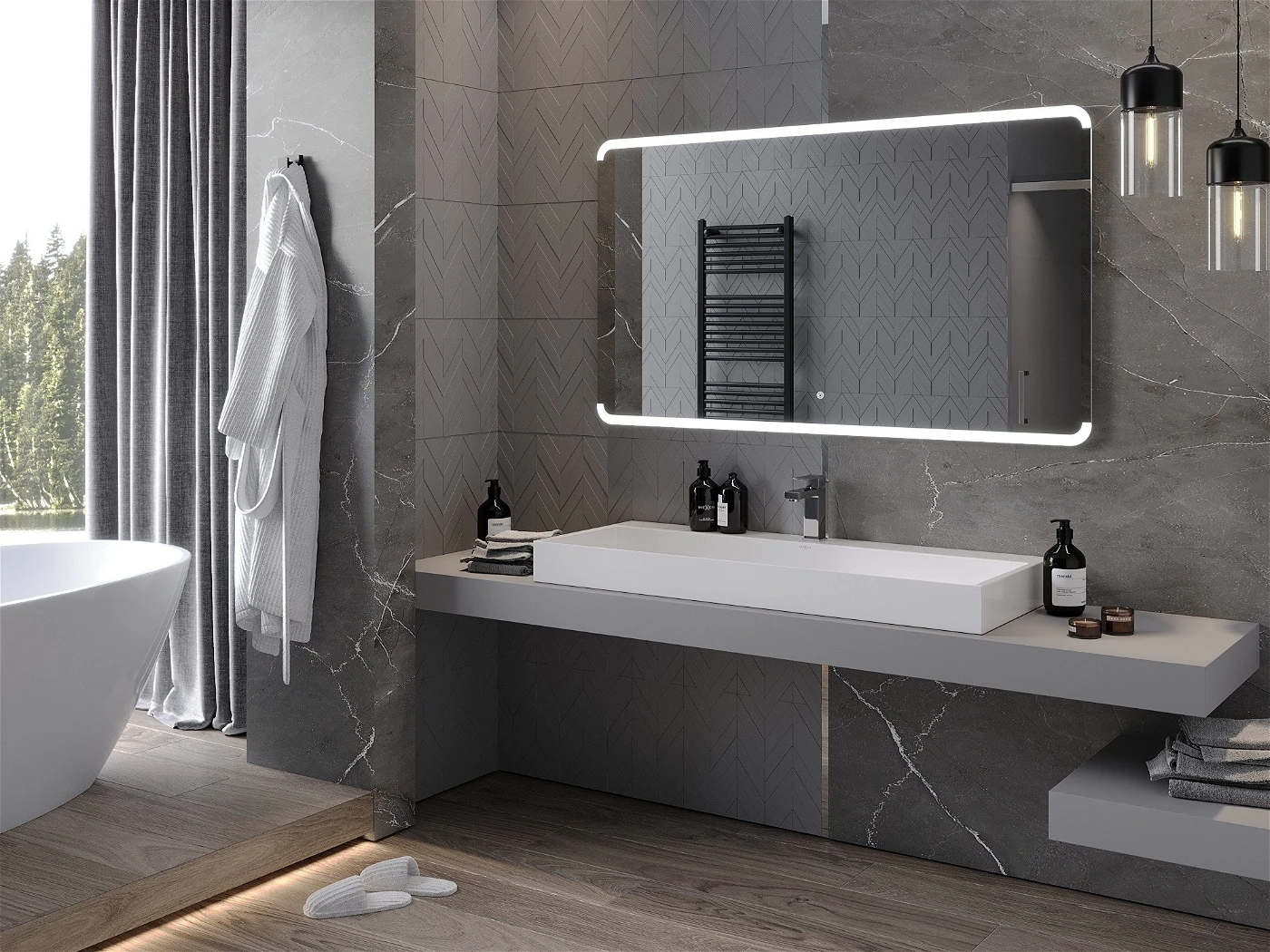 Vonios veidrodis Mexen Nida su LED apšvietimu ir šildymo kilimėliu, 140 x 80 cm - 3