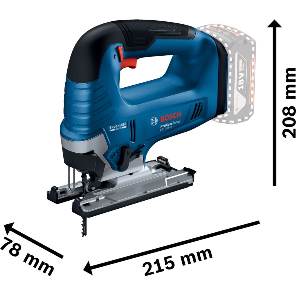 Akumuliatorinis siaurapjūklis BOSCH PRO GST 18V-125 B solo, 18 volts (be akum.) - 3