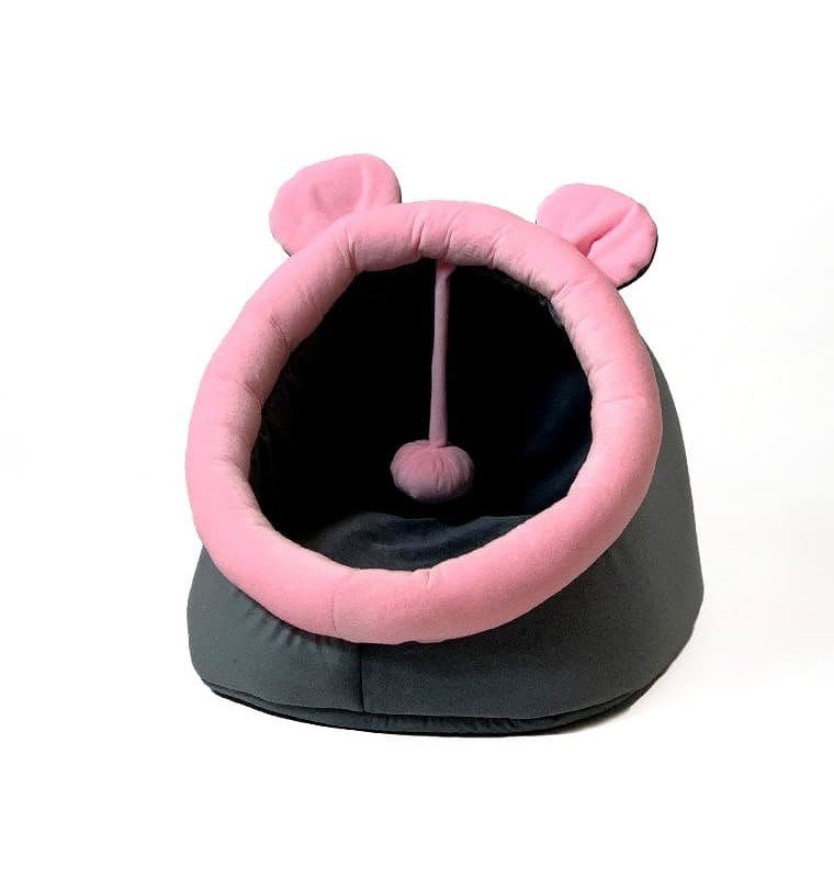 Guolis šunims GoGift su ausytėmis,  40x45x34 cm,  grafitino/rožinė-0