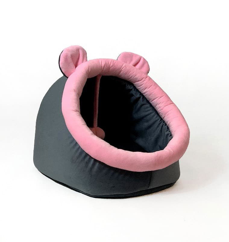 Guolis šunims GoGift su ausytėmis,  40x45x34 cm,  grafitino/rožinė-1
