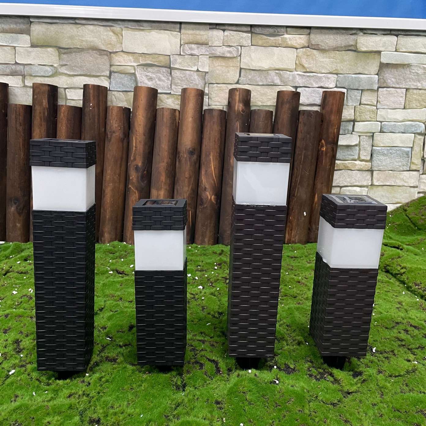 Įsmeigiamas LED lauko šviestuvas RATTAN, įkraunamas saulės energija, h39,5 cm-0