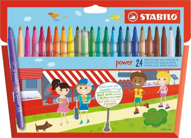 Flomasteriai STABILO POWER,  24 spalvos