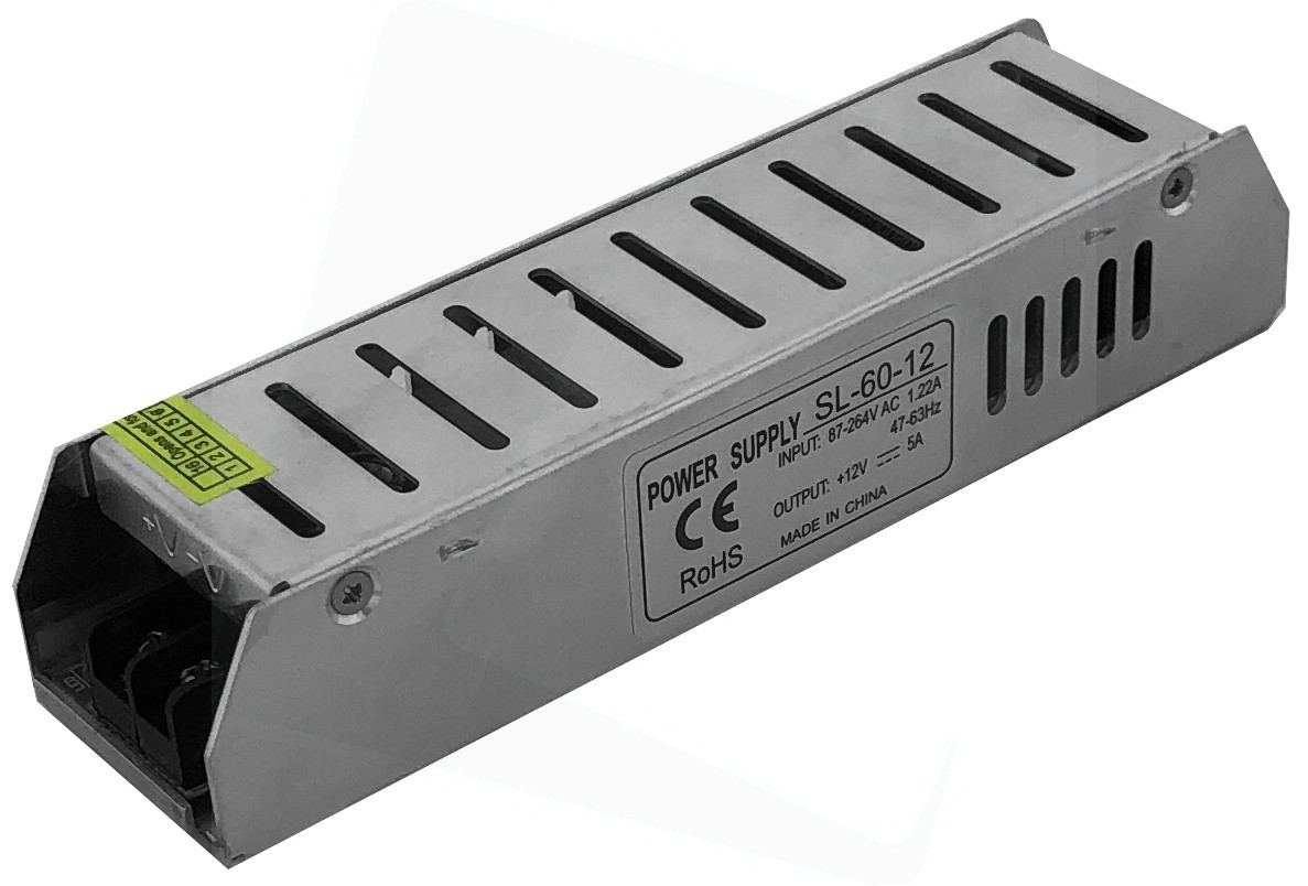 Maitinimo šaltinis LED juostoms AVIDE SLIM, IP20, 12V, 60W, aliuminis-0