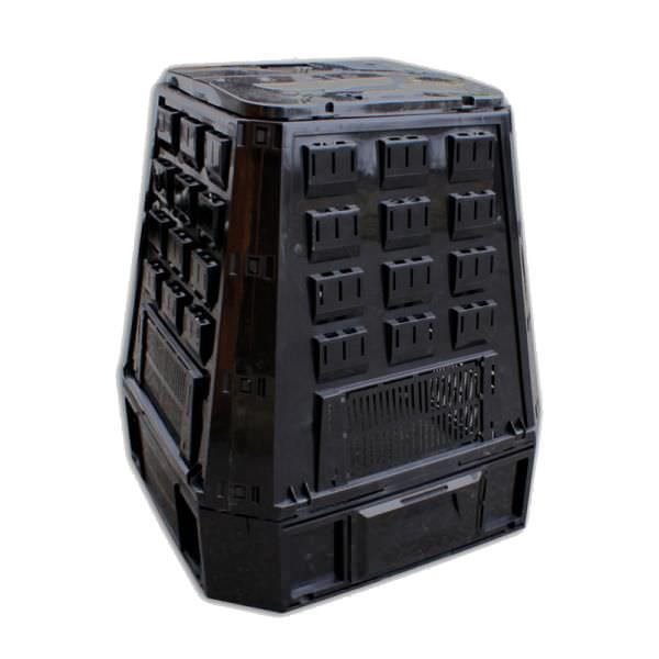 Plastikinė komposto dėžė EVOGREEN, juodos sp., 600 l, 90 x 91 x 107 cm
