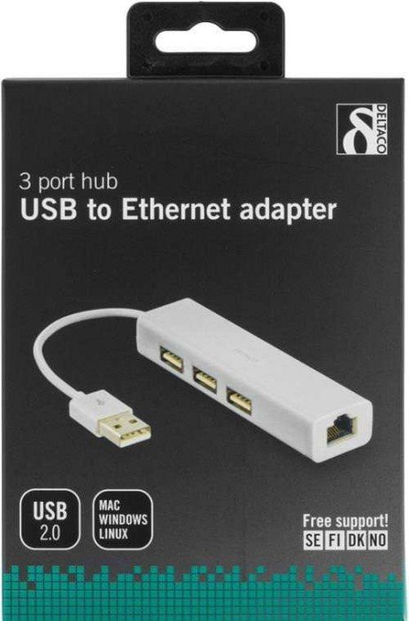 USB tinklo plokštė DELTACO USB2-LAN3, USB 2.0 100Mb/s - 2