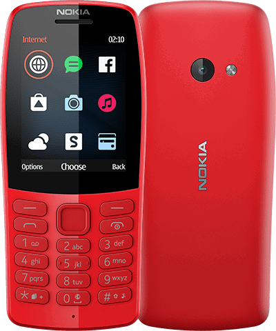 Nokia 210 Red, 2.4 ", TFT, 240 x 320 pixels, 16 MB, Dual SIM, Bluetooth, 3.0, USB version microUSB, Main camera 0.3 MP, 1020 mAh