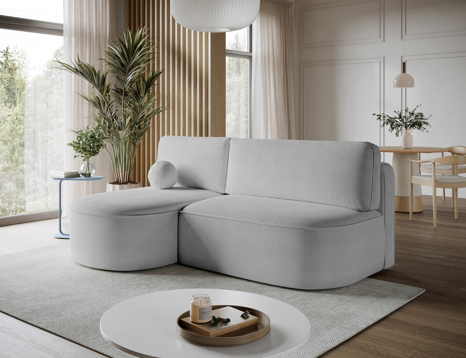 Kampinė sofa - lova Livosa Calmora 04, pilka sp., kairinė, 144 x 220 cm x 93 cm - 4
