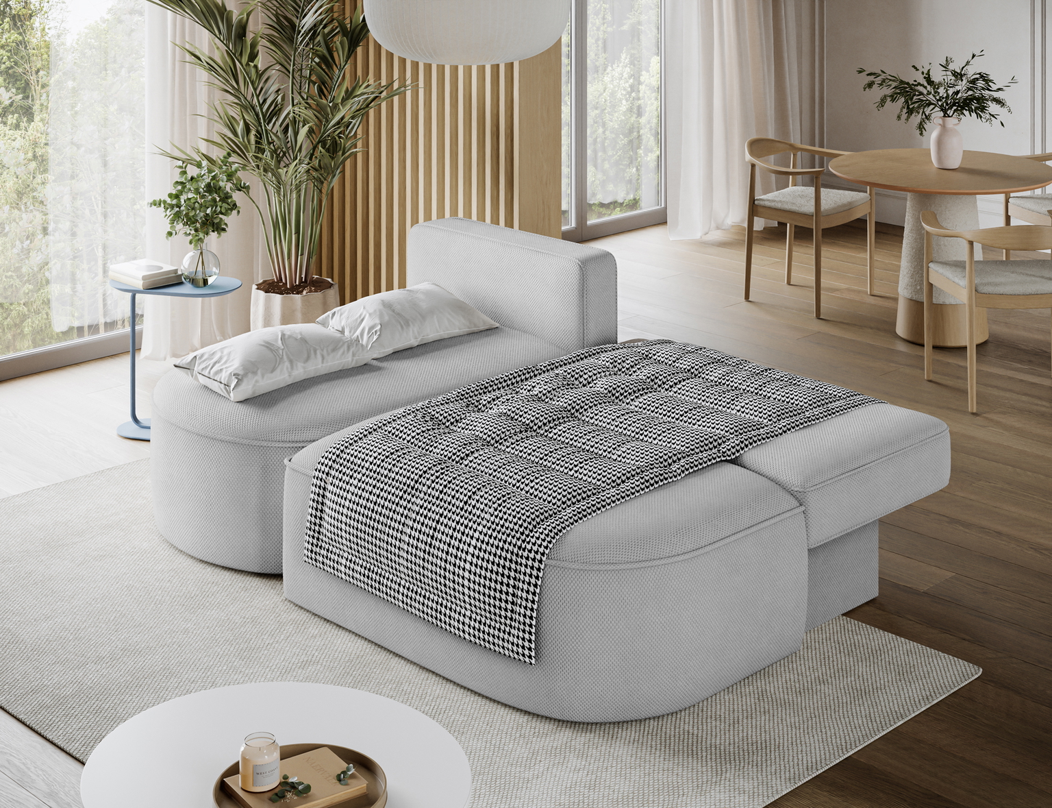 Kampinė sofa - lova Livosa Calmora 04, pilka sp., kairinė, 144 x 220 cm x 93 cm - 6