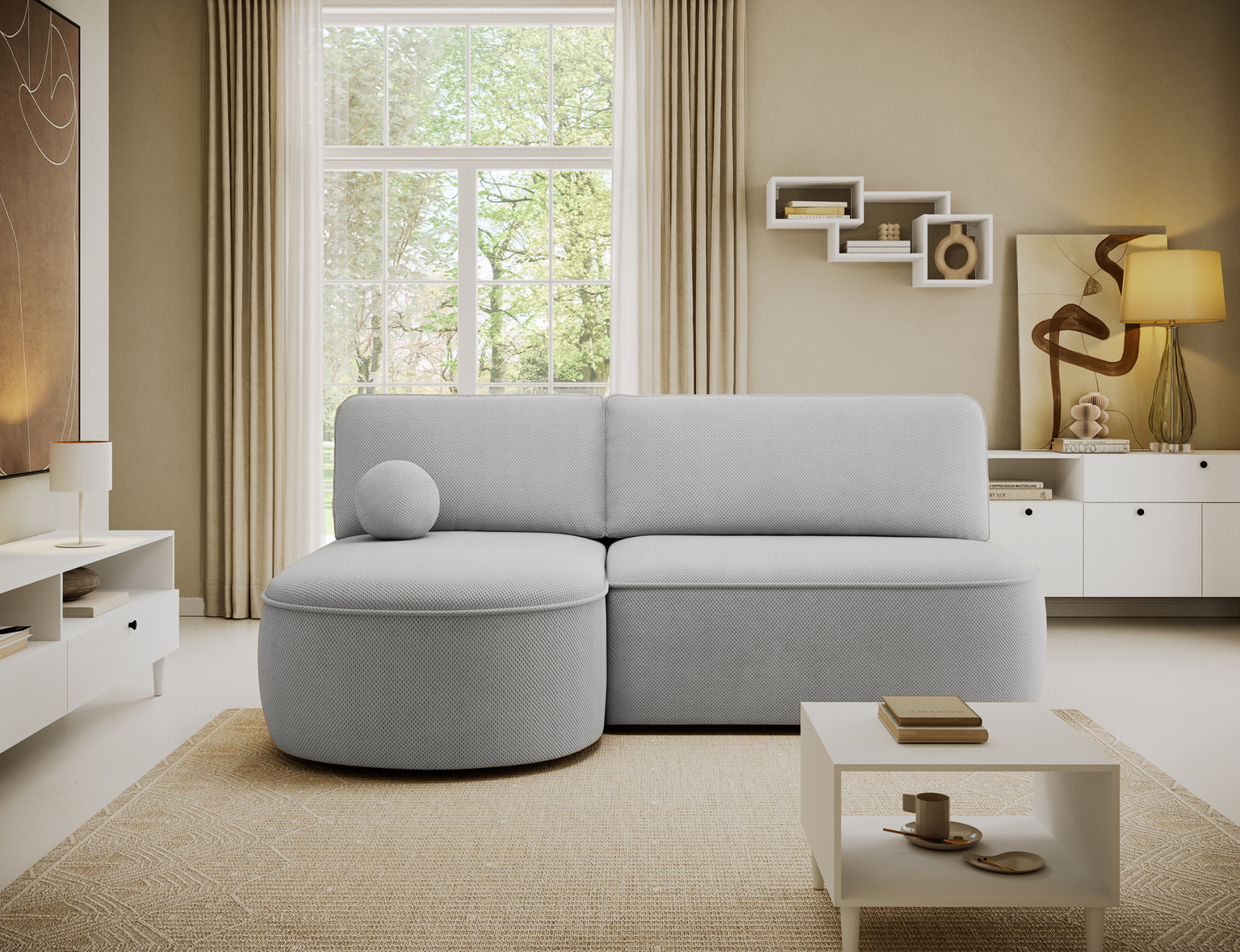 Kampinė sofa - lova Livosa Calmora 04, pilka sp., kairinė, 144 x 220 cm x 93 cm - 5