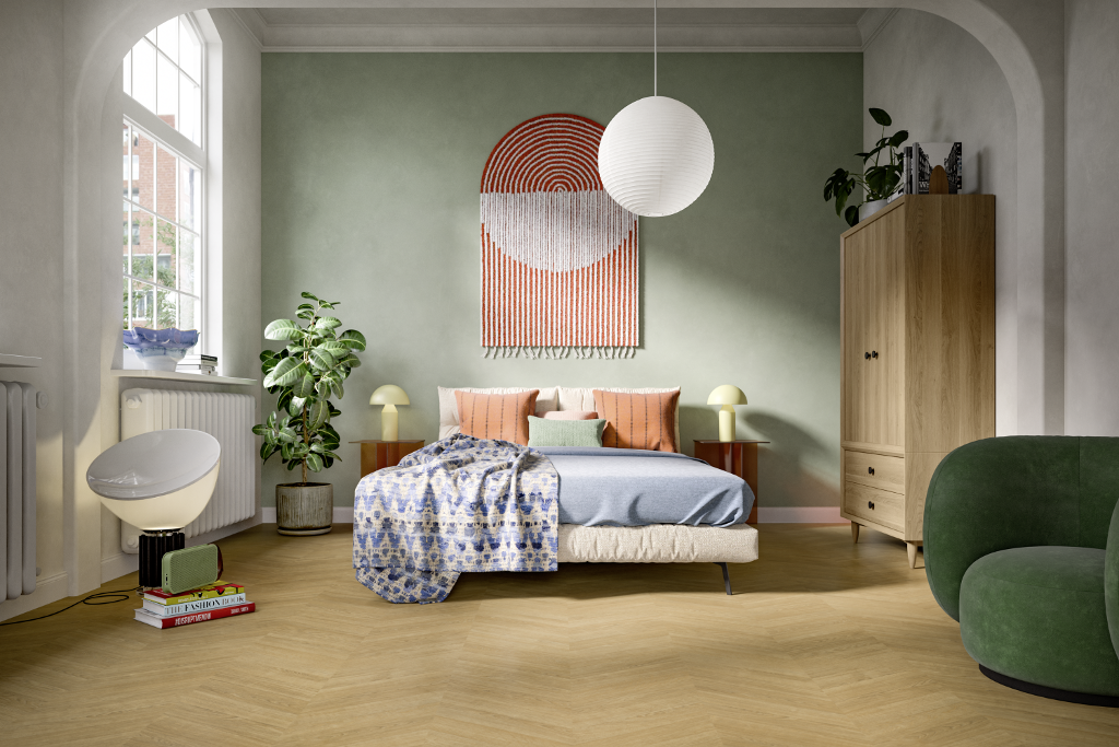 Laminatas NatureSense EL291F, ševronas, medaus sp. ąž., click, 1292 x 327 x 8 mm, 32/AC4 - 2