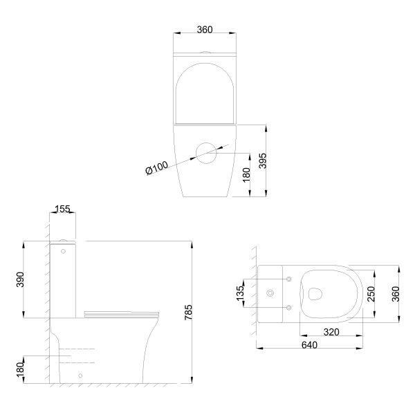 Unitazo komplektas INVENA SIROS, rimless, su S/C dangčiu, 4/6 l - 3