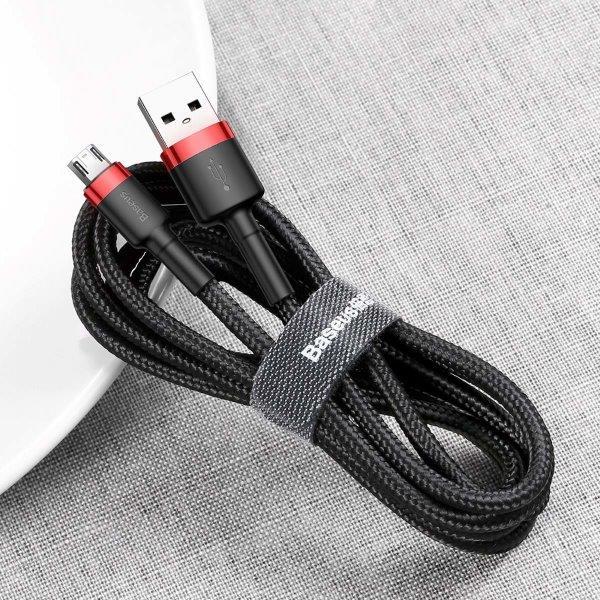 Kabelis BASEUS, USB A - micro USB kištukas, QC3.0, raudonos/juodos sp., 1 m - 3