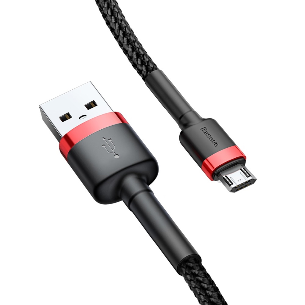 Kabelis BASEUS, USB A - micro USB kištukas, QC3.0, raudonos/juodos sp., 1 m-1