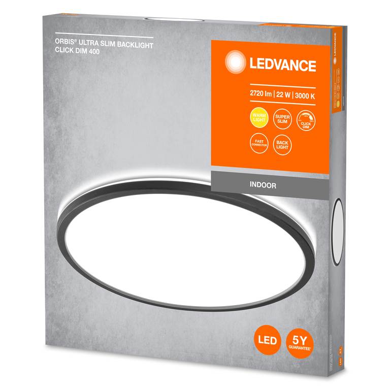 Lubinis LED šviestuvas OSRAM ULTRA SLIM CLICK-DIM, IP20, 22W, 3000K, 2720lm, juodas, Ø40cm-1