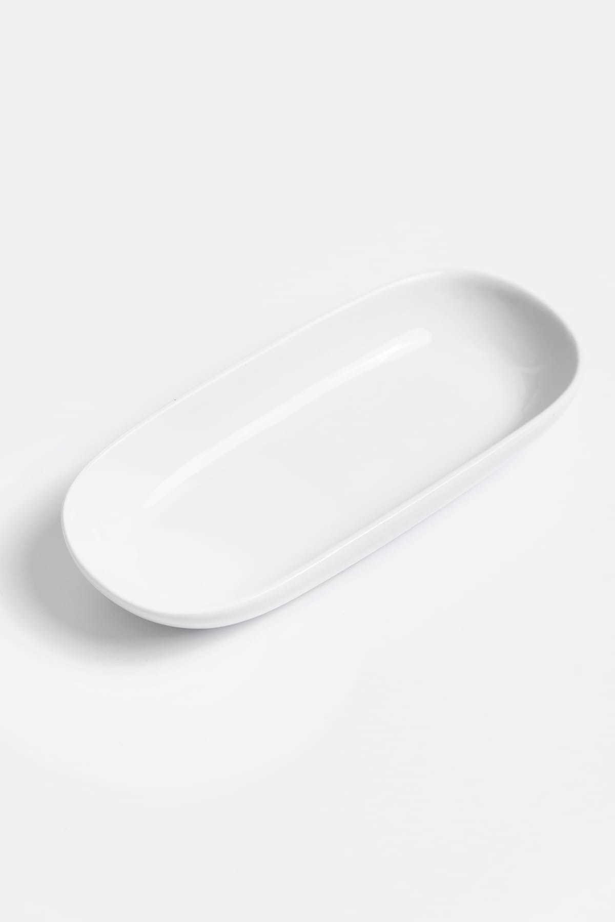 Serviravimo lėkštutė, pailga, porcelianinė, baltos sp., 21,5 x 9,5 x 3,5 cm