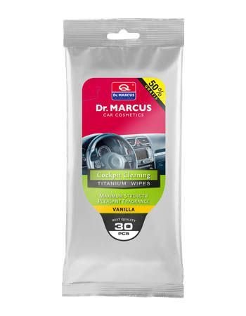 Drėgnos servetėlės DR.MARCUS, prietaisų skydeliui, vanilės kvapas, 20 vnt.