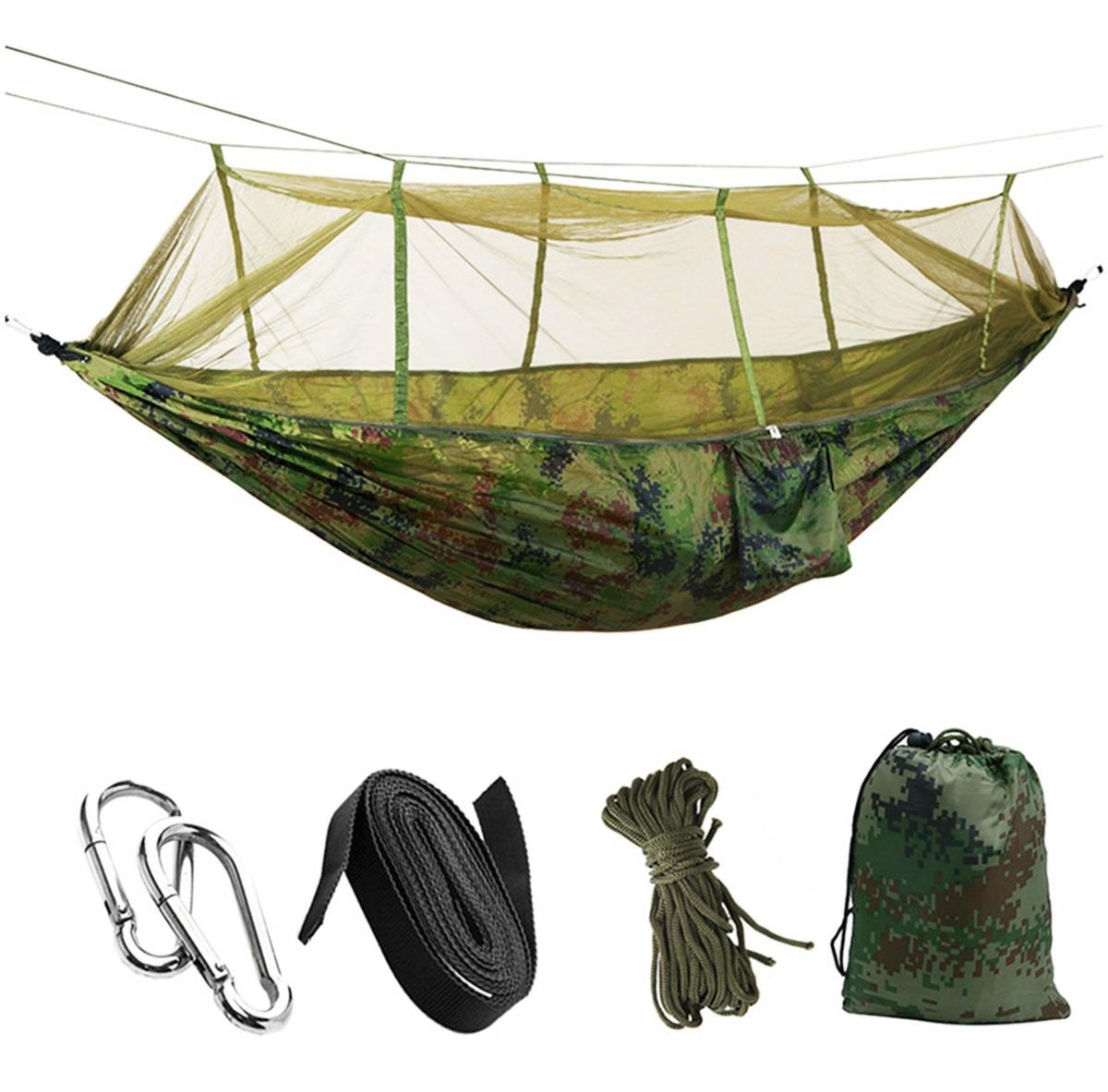 Turistinis hamakas su tinkleliu nuo vabzdžių, 140x260 cm-0