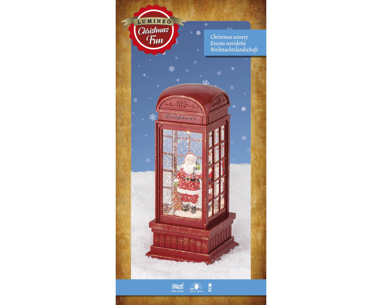 Elektrinė LED dekoracija TELEFONO BŪDELĖ, IP20, šiltai baltos sp., 3xAA (neįeina), 11 x 11 x 25cm-0