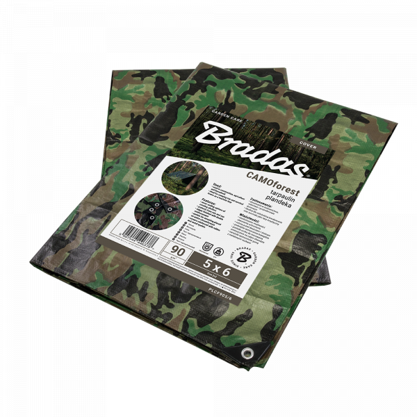 Kamufliažinis lauko tentas Bradas CAMOforest, 6 x 8 m, 90 g/m²-0